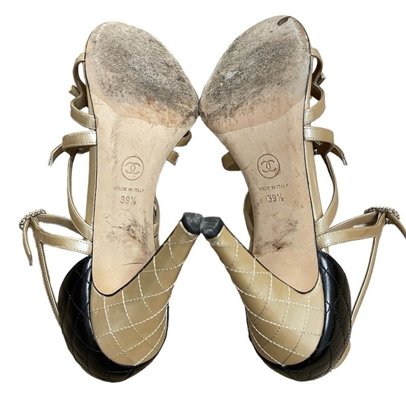 Chanel 2017 Cruise Multi-strap Buckle Two Toned Logo Quilted Caged Heels Sandals - Picture 8 of 11